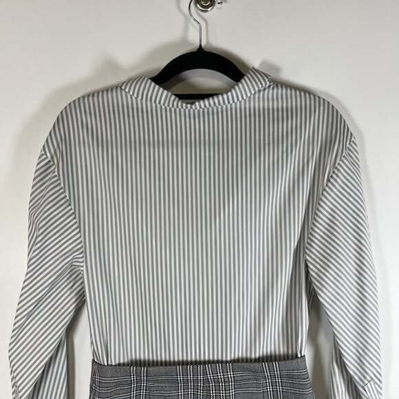 Maje Shirt Skirt Dress Gray And Black Plaid Women’s Size 2/medium Office Classy - Picture 8 of 9